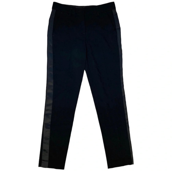 Aritzia Babaton Everett Tuxedo Pant Satin Side Stripe Tapered Straight Leg Black - Picture 2 of 16